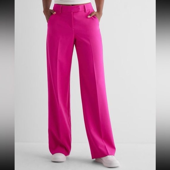 H&M | Wide Leg Dress Pants / Trouser Pants in Hot Pink| Size 2 NWOT - Picture 1 of 10